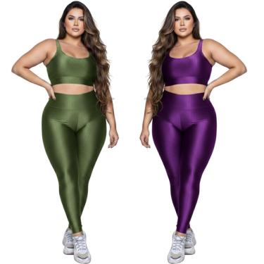 Imagem de KIT 2 Conjunto Fitness Plus Size Top e Calça New Zig 3D Serra e Mar Alta Compressão Academia Treino-Feminino