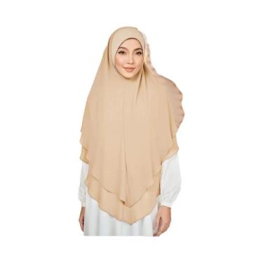 Imagem de Hijab De Chiffon De Camada Dupla Liso Pronto Para Usar, Lenço De Cabeç