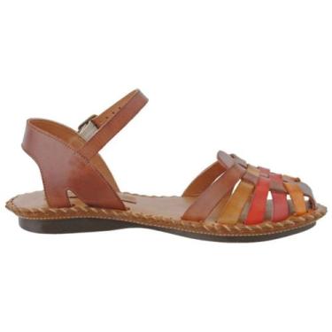 Imagem de Sandália Conforto Flor d'Couro com Tiras Fivela Lateral e Sola Borrach