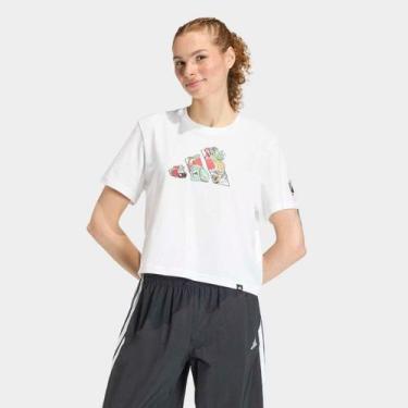 Imagem de Camiseta Adidas Food Cropped Feminina, Branco, G