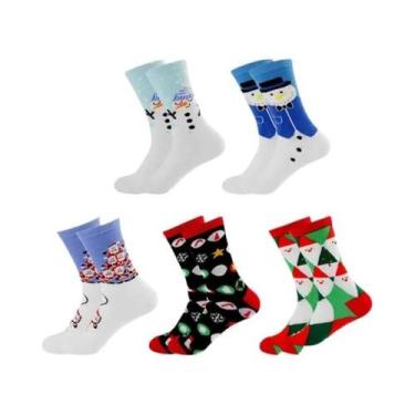 Imagem de Meias De Natal De Algodão Para Homens E Mulheres, 5 Pares, Presente En