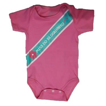 Imagem de Fantasia Infantil Body para Bebês Manga Curta Miss Bloquinho Rosa Tamanho 3-6 Meses - Basic +