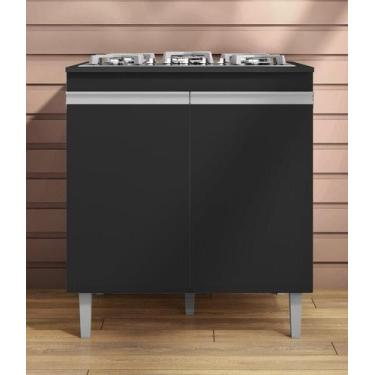 Imagem de Balcão Para Cooktop Andréia 2 Portas Preto Fosco Ajl