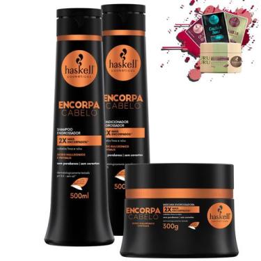 Imagem de Kit Haskell Shampoo Condicionador Encorpa 500ml Másc 300gr