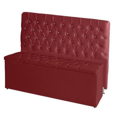 Imagem de Kit Cabeceira De Cama E Calçadeira Baú Estrela King 195 Cm Suede Capitonê Vermelho Casa...