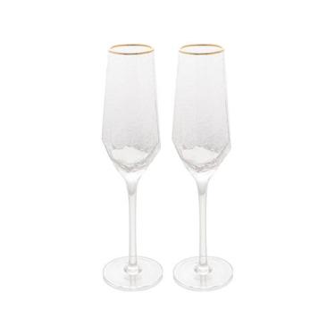 Imagem de Taça De Cristal Wolff Para Champanhe 300 ml Borda Dourada Taj 2 Peças