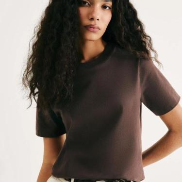 Imagem de Blusa Manga Curta Hering Super Cotton Feminina 4H1V, Marrom, XG