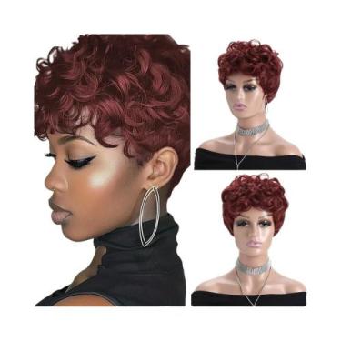 Imagem de Peruca Sintética Curta Cacheada Branca Prateada De 10 Polegadas Com Ap