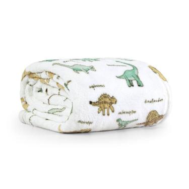 Imagem de Manta Cobertor Lutti Solteiro Infantil  220g/m² 2,20x1,50m Fofinha Não Desbota Dinossauro Verde