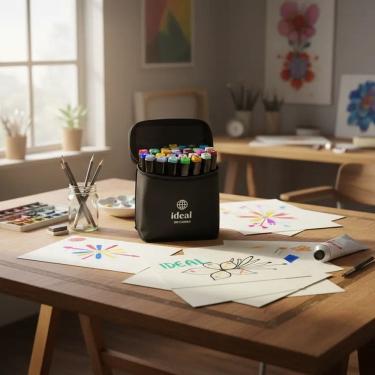 Imagem de Kit Canetinhas Estojo 36 Cores Marcador Permanente Colorida Duas Pontas Pintar Arte Colorir Desenho