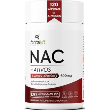 Imagem de NAC 600mg 120 Cápsulas 4 Meses de Uso, Longa Duração 2x Mais, com Molibdênio e Selênio,...