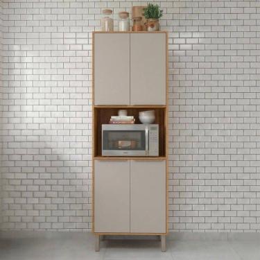 Imagem de Torre Quente Brilhante 4 Portas 100% Mdf Cinamomo/Offwhite - Mgm Móveis