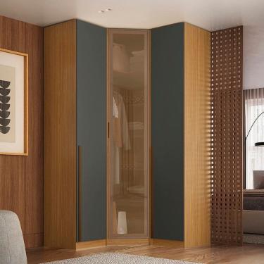 Imagem de Guarda-roupa de Canto Obliquo Reflecta 3 Portas Mdf Altezza Freijó/ Titânio