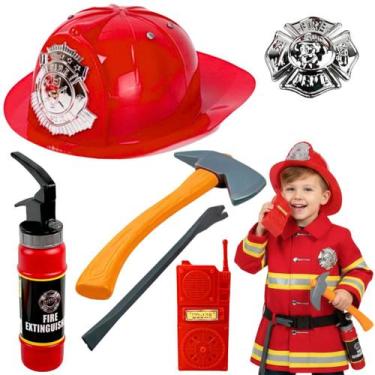 Imagem de Kit Bombeiro resgate Infantil Brinquedo capacete Acessórios - Marca