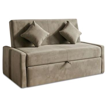 Imagem de Sofá Cama 2 Lugares 1,45m Com Almofadas Chloe Cappuccino