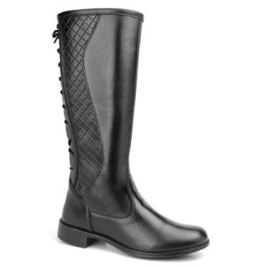 Imagem de Bota Montaria Leruchel Cano Alto Ajustavel Com Cadarco Atras Preto-Feminino