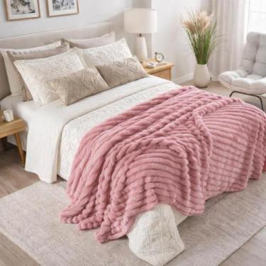 Imagem de Manta Soft Cama Casal Canelada Cobertor Aveludado 2,00x1,80m Fleece To