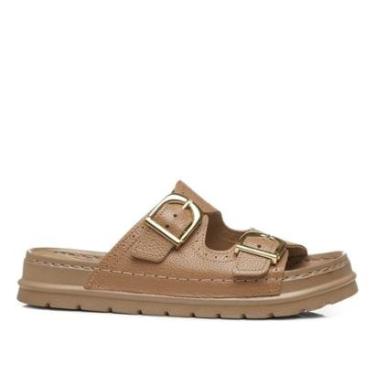 Imagem de Chinelo Pegada Feminino em Couro Caramelo 234706-02-Feminino