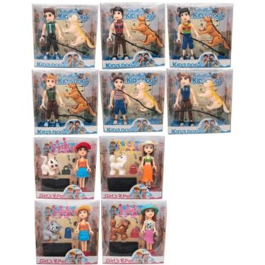 Imagem de Mini Figuras Kid's Dog C- Pet com Boneco Articulado e Coleira para Estimular Imaginação Infantil Toy King