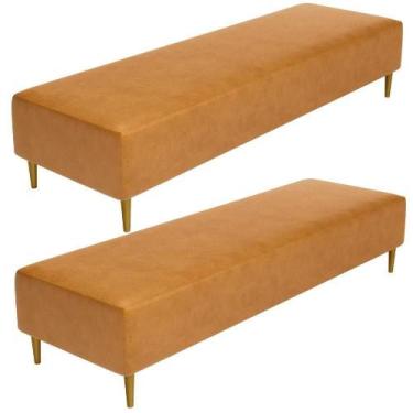 Imagem de Kit 02 Puffs Decorativo Sala De Estar Bali W01 Pés Palito 190x60cm mat