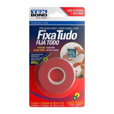 Imagem de Fita Dupla Face Acrilica 19mm 2mt Externa Fixa Tudo Tekbond