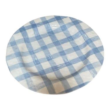 Imagem de Prato Jantar Melamina Xadrez Azul - 27cm - Tok da Casa