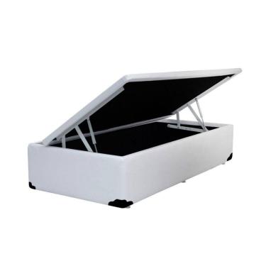 Imagem de Cama Box Baú Blindado Solteirão Homequeen Sintético Branco 41x96x203