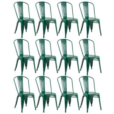 Imagem de Laraz, Kit 12 cadeiras Iron Tolix design industrial Verde escuro