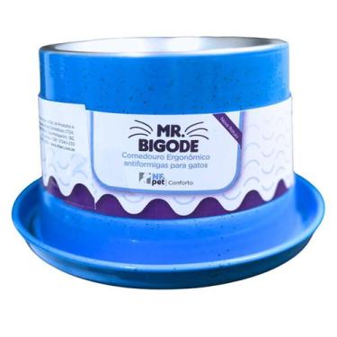 Imagem de Comedouro Antiformiga para Gatos Mr. Bigode Azul, 250ml Nf Pet para Ga