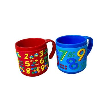 Imagem de Caneca Infantil Escolar 3D Emborrachada Alto Relevo 220ml Plástica Colorida Crianças Café Leite