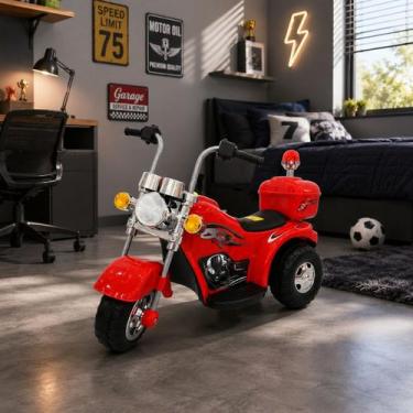 Imagem de Mini Moto Elétrica Infantil Triciclo 6V Com Luzes Som Sirene Recarregá