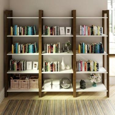 Imagem de Kit 3 Estantes para Livros 15 Prateleiras Biblioteca Az Premium Espres