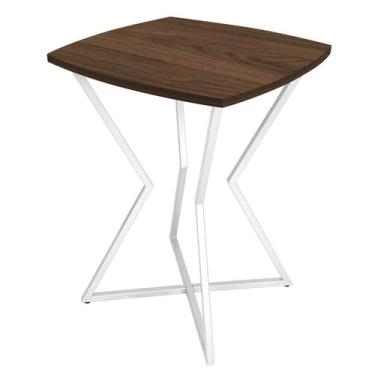 Imagem de Mesa de Canto Lateral Alta Quadrada para Sala Austria - Branco Villand
