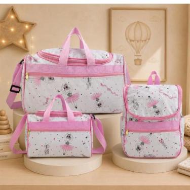 Imagem de Kit 3 Bolsas Maternidade Bebe Várias Cores Menina/Menino Cor:Rosabebe 