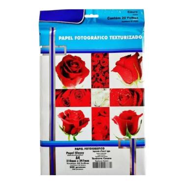 Imagem de Papel Fotográfico Glossy Textura Couro Brilhante A4 200g Pacote com 20 Folhas Branco