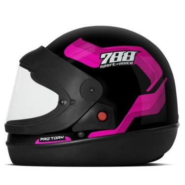 Imagem de Capacete Fechado Pro Tork Sport Moto 788 Rosa Tam.56, PRETO - ROSA, 56