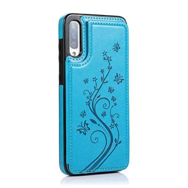 Imagem de Capa para celular estilo carteira de cartão da moda para A32 A52 A72 Capa para Samsung Galaxy S21 S20 FE Ultra S10 S9 S8 Plus A12 A42 A51 A71 A21S A50 A70, Azul, Para Galaxy A71 5G
