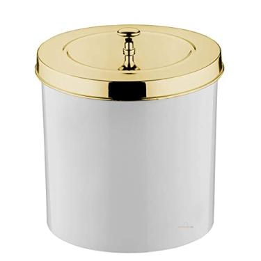 Imagem de Lixeira 5 Litros Tampa Cesto De Lixo Dourado Para Banheiro Pia Cozinha - 550DD Future - Branco