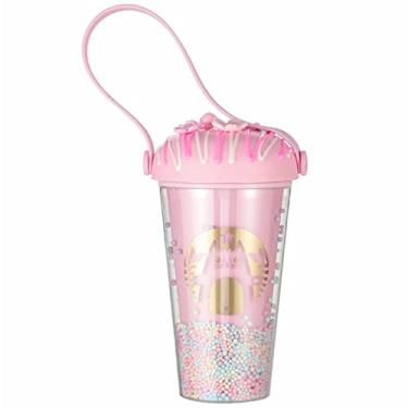 Imagem de seelucky Copo de viagem para sorvete com canudo para festa de menina copo para beber suco Boba Bubble xícara de chá (unicórnio rosa 2, 450 ml)