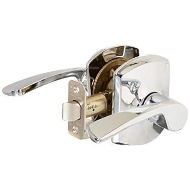 Imagem de Schlage Lock Company F10MER625GRW Conjunto de maçanetas de porta de passagem Merano com rosa decorativa Greenwich, cromo brilhante