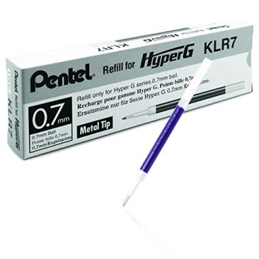Imagem de Pentel Refil para caneta de gel Hyper G, linha média, tinta violeta permanente, caixa com 12 (KLR7-V)