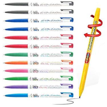 Imagem de Canetas esferográficas Xeno Slim – Baby Mikey 0,38 mm 9 cores mistas (pacote com 12) com lápis giratório
