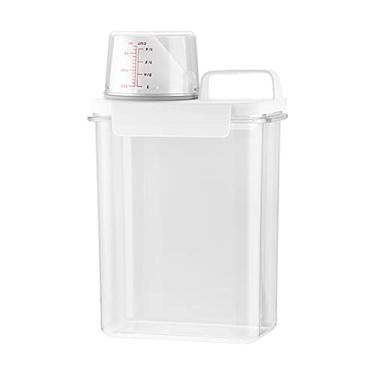 Imagem de Generic Dispensador de detergente hermético com copo medidor caixa de armazenamento de detergente em pó caixa de armazenamento de alimentos transparente caixa, 1.8L