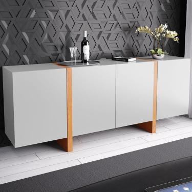 Imagem de Buffet Barone 4 Porta 1 Gaveta Interna 160cm Laca Off White