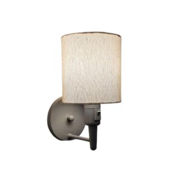 Imagem de Arandela Cilíndrica Cinza Liga Desliga Linho Bege Bivolt