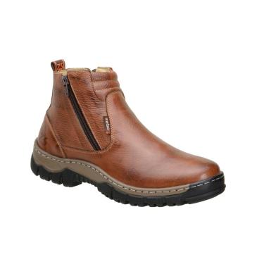 Imagem de Botina Zebu Masculina De Ziper Em Couro  Whisky 56060