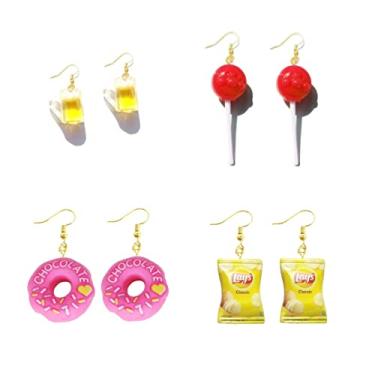 Imagem de Kit 4 Pares De Brincos Divertidos: Pirulito e outros (Opção de Kit4)