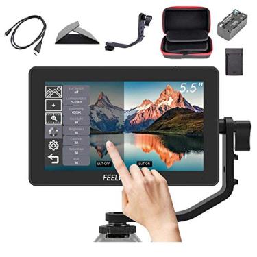 Imagem de Feelworld F6 Plus +Battery + Charger +Carrying Case 5.5 Inch 3D LUT Touch Screen Field Monitor IPS FHD 1920x1080 Support 4K with Tilt Arm for DSLR Mirrorless Camera