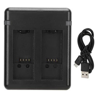Imagem de Carregador de bateria de câmera dupla, carregador USB duplo portátil com luz indicadora, carregamento rápido inteligente de 2 horas, adequado para carregamento de bateria de câmera de ação preta Hero