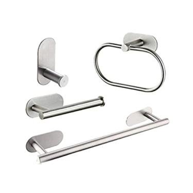 Imagem de Suporte de papel higiênico dourado preto ganchos de toalha acessórios de banheiro conjuntos de ferragens de banheiro de montagem de parede de quarto de aço inoxidável, A61845N